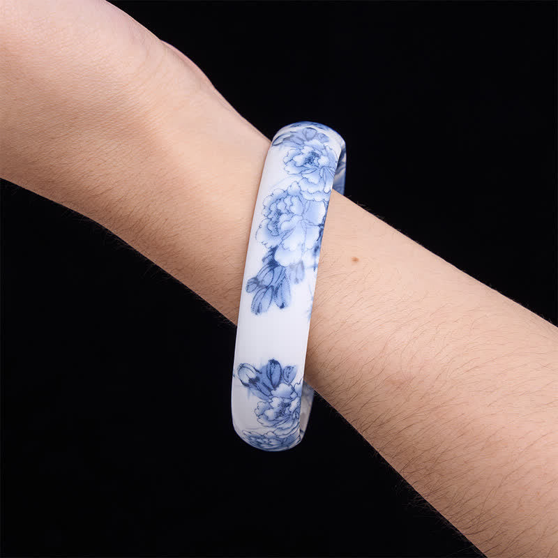 Buddha Stones Bransoletka ceramiczna Purity Blue Peony Floral - image 10