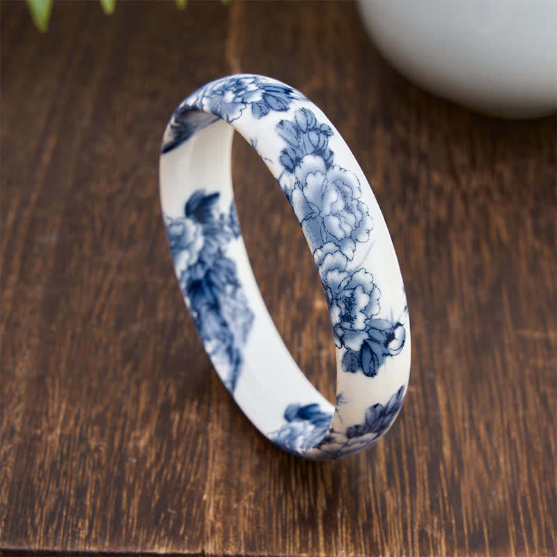 Buddha Stones Bransoletka ceramiczna Purity Blue Peony Floral - image 8