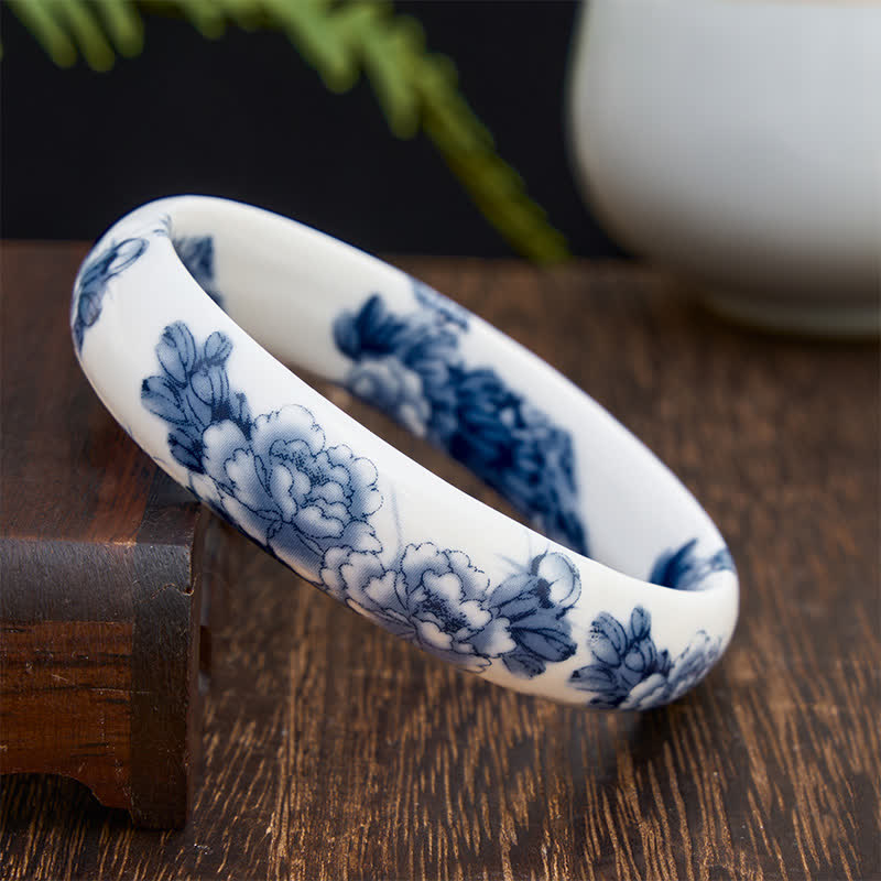Buddha Stones Bransoletka ceramiczna Purity Blue Peony Floral - image 7