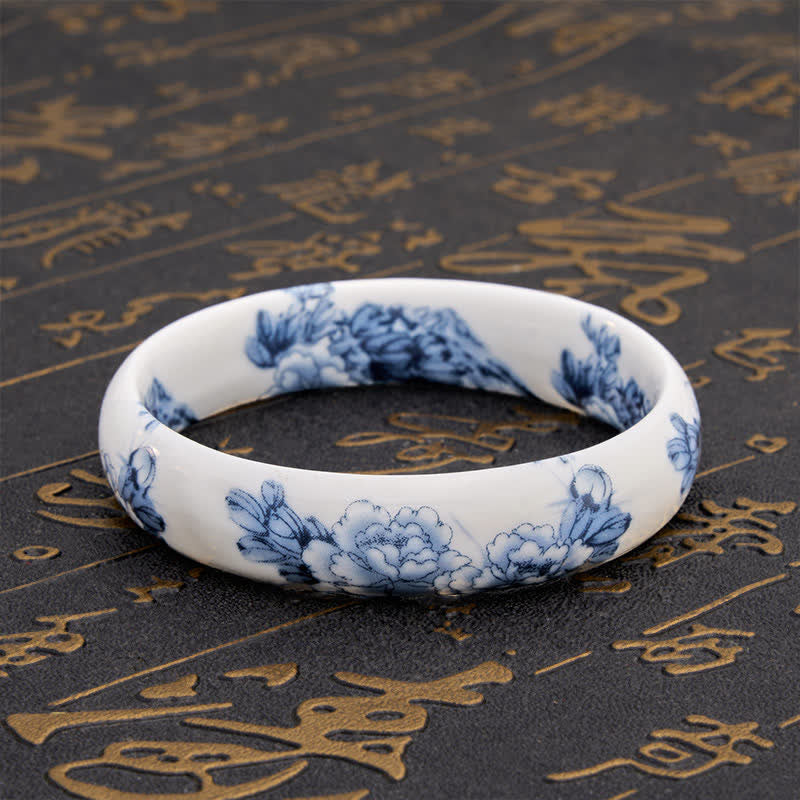 Buddha Stones Bransoletka ceramiczna Purity Blue Peony Floral - image 9