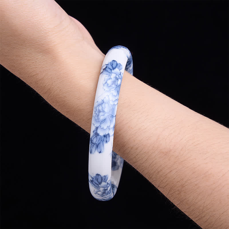 Buddha Stones Bransoletka ceramiczna Purity Blue Peony Floral - image 4