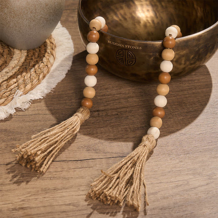 Buddha Stones Dekoracja w stylu boho z koralików i frędzli, sprzyjająca uważnemu życiu - image 4