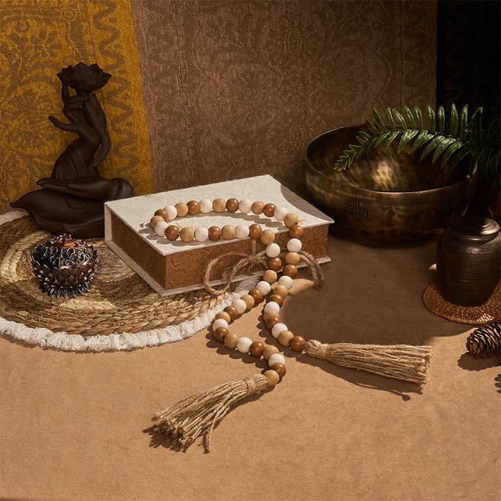 Buddha Stones Dekoracja w stylu boho z koralików i frędzli, sprzyjająca uważnemu życiu - image 12