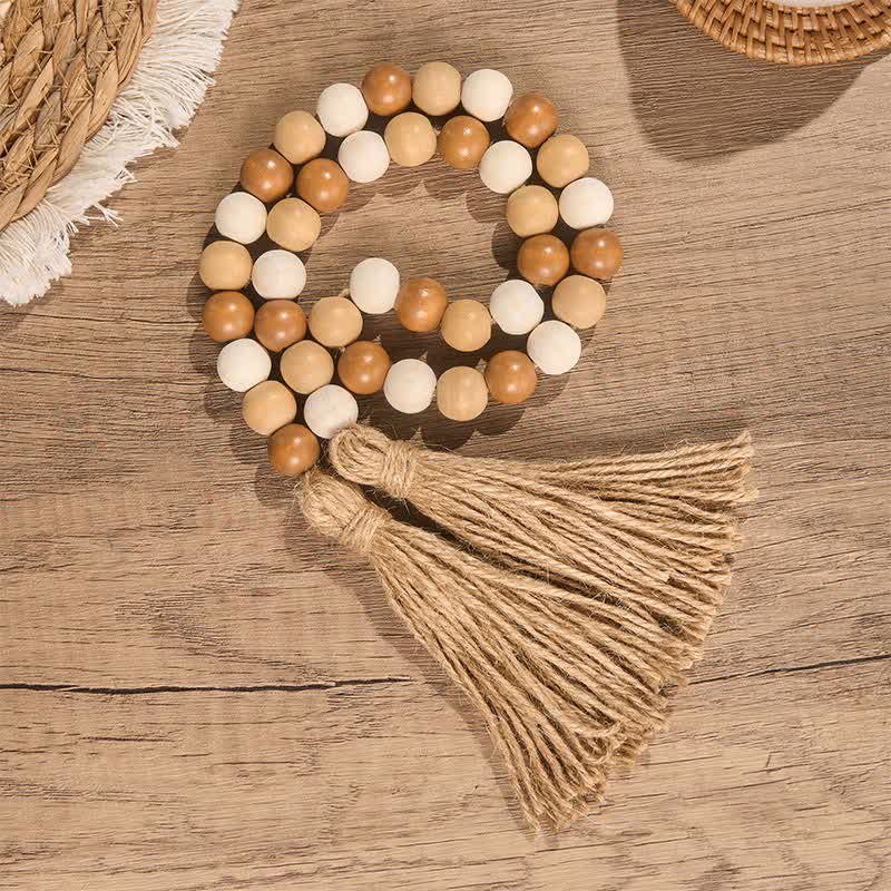 Buddha Stones Dekoracja w stylu boho z koralików i frędzli, sprzyjająca uważnemu życiu - 80 cm - image 0
