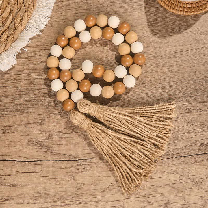 Buddha Stones Dekoracja w stylu boho z koralików i frędzli, sprzyjająca uważnemu życiu - 80 cm - image 0
