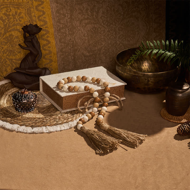 Buddha Stones Dekoracja w stylu boho z koralików i frędzli, sprzyjająca uważnemu życiu - image 5