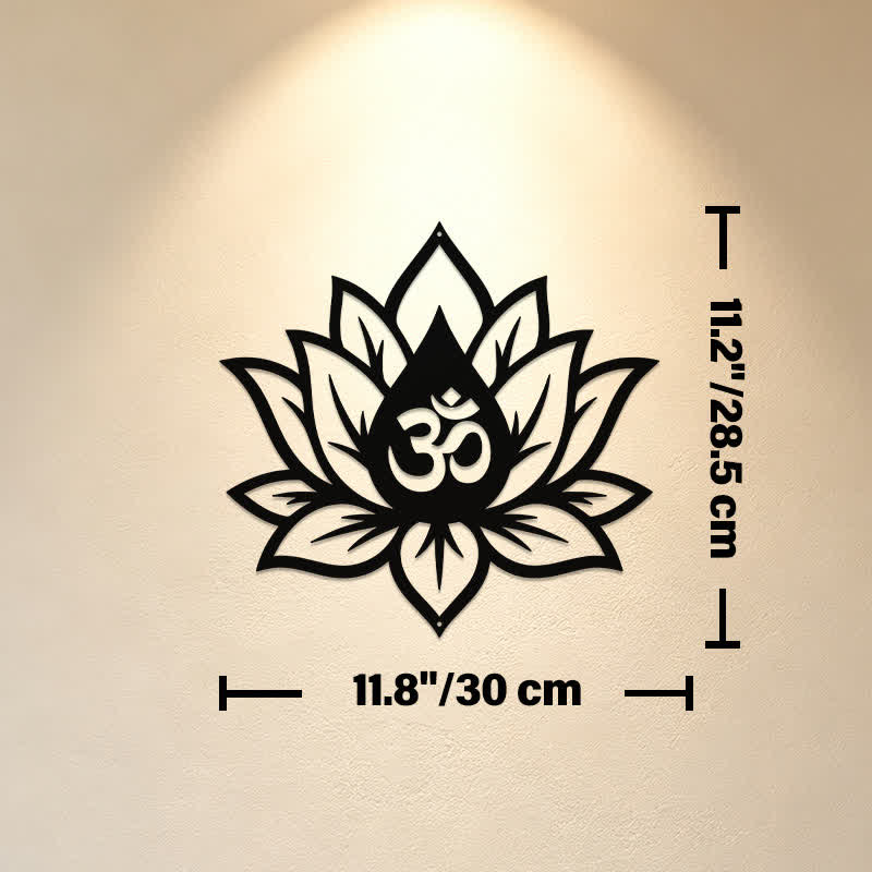 Buddha Stones Metalowy lotos OM Mindfulness Zen Znaczące symbole Ścienne - Ok. 30 cm x 28,5 cm x 0,1 cm / 11,81 cala x 11,22 cala x 0,04 cala - image 4