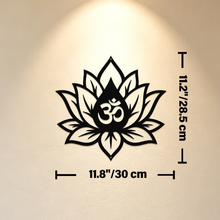 Buddha Stones Metalowy lotos OM Mindfulness Zen Znaczące symbole Ścienne - Ok. 30 cm x 28,5 cm x 0,1 cm / 11,81 cala x 11,22 cala x 0,04 cala - image 4