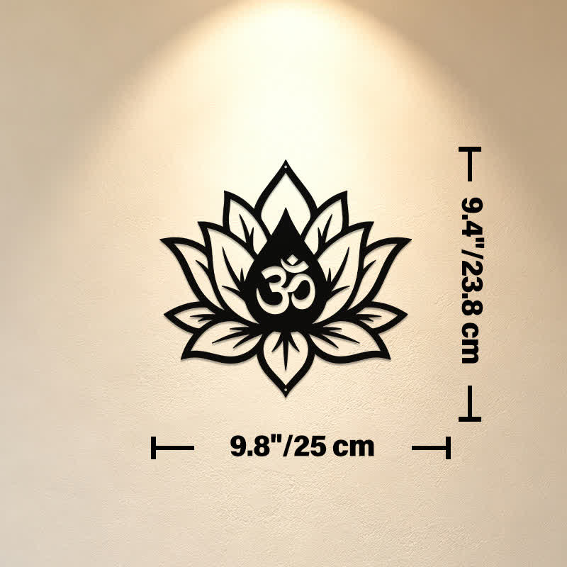 Buddha Stones Metalowy lotos OM Mindfulness Zen Znaczące symbole Ścienne - Ok. 25 cm x 23,8 cm x 0,1 cm / 9,84 cala x 9,37 cala x 0,04 cala - image 2
