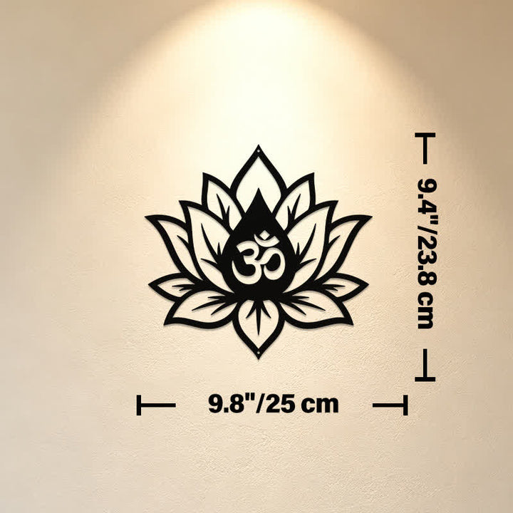 Buddha Stones Metalowy lotos OM Mindfulness Zen Znaczące symbole Ścienne - Ok. 25 cm x 23,8 cm x 0,1 cm / 9,84 cala x 9,37 cala x 0,04 cala - image 2
