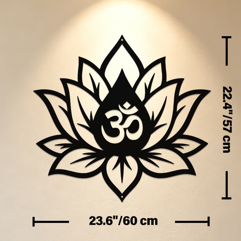 Buddha Stones Metalowy lotos OM Mindfulness Zen Znaczące symbole Ścienne - Ok. 60 cm x 57,0 cm x 0,12 cm / 23,62 cala x 22,44 cala x 0,05 cala - image 12