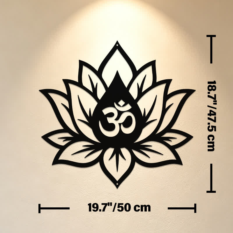 Buddha Stones Metalowy lotos OM Mindfulness Zen Znaczące symbole Ścienne - Ok. 50 cm x 47,5 cm x 0,12 cm / 19,69 cala x 18,70 cala x 0,05 cala - image 10