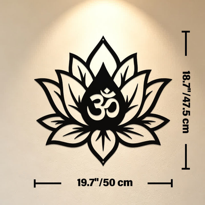 Buddha Stones Metalowy lotos OM Mindfulness Zen Znaczące symbole Ścienne - Ok. 50 cm x 47,5 cm x 0,12 cm / 19,69 cala x 18,70 cala x 0,05 cala - image 10
