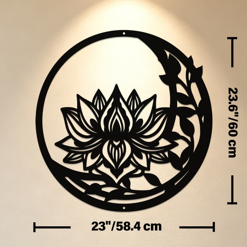 Buddha Stones Okrągły Lotos Czystość Metal Znaczące Symbole Ścienne Sztuka - Ok. 58,4 cm x 60 cm x 0,12 cm / 22,99 cala x 23,62 cala x 0,05 cala - image 12