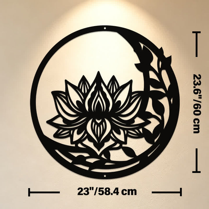 Buddha Stones Okrągły Lotos Czystość Metal Znaczące Symbole Ścienne Sztuka - Ok. 58,4 cm x 60 cm x 0,12 cm / 22,99 cala x 23,62 cala x 0,05 cala - image 12