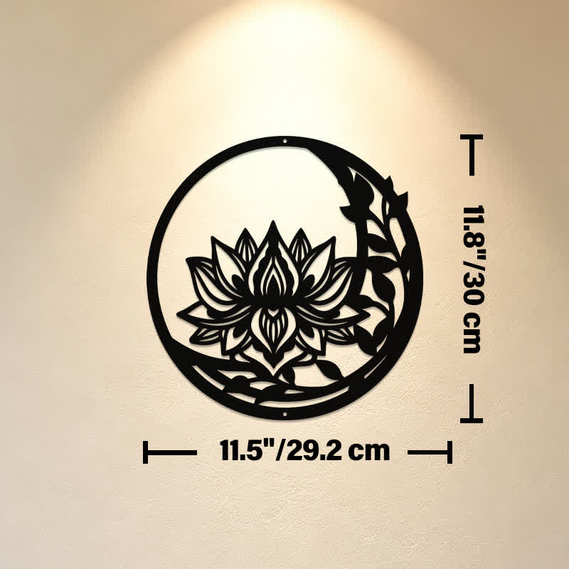 Buddha Stones Okrągły Lotos Czystość Metal Znaczące Symbole Ścienne Sztuka - Ok. 29,2 cm x 30 cm x 0,1 cm / 11,50 cala x 11,81 cala x 0,04 cala - image 4