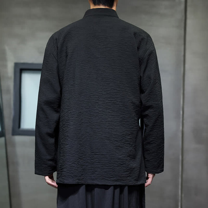 Buddha Stones Minimalistyczne, męskie kimono ze ściągaczem w stylu Spring Tang z kieszenią - image 20