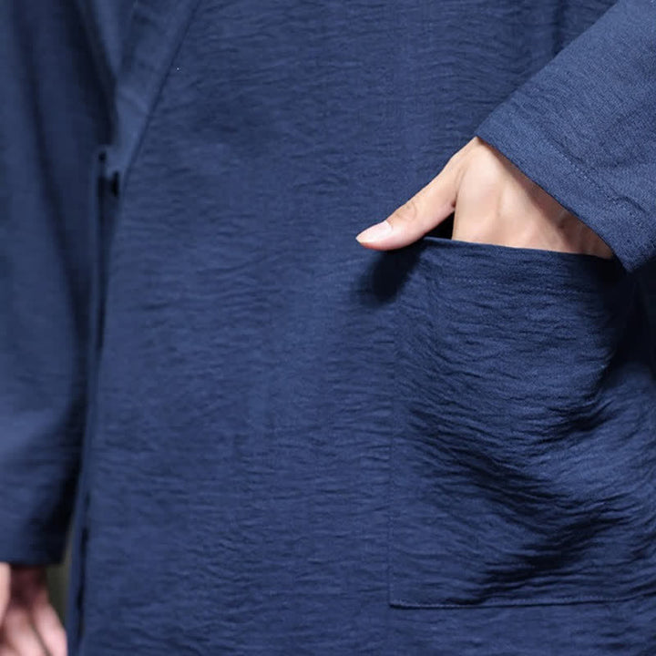 Buddha Stones Minimalistyczne, męskie kimono ze ściągaczem w stylu Spring Tang z kieszenią - image 15