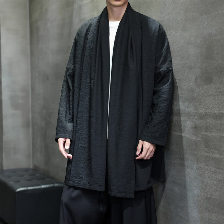Buddha Stones Jesienne klasyczne minimalistyczne, solidne męskie kimono z kieszenią - image 21