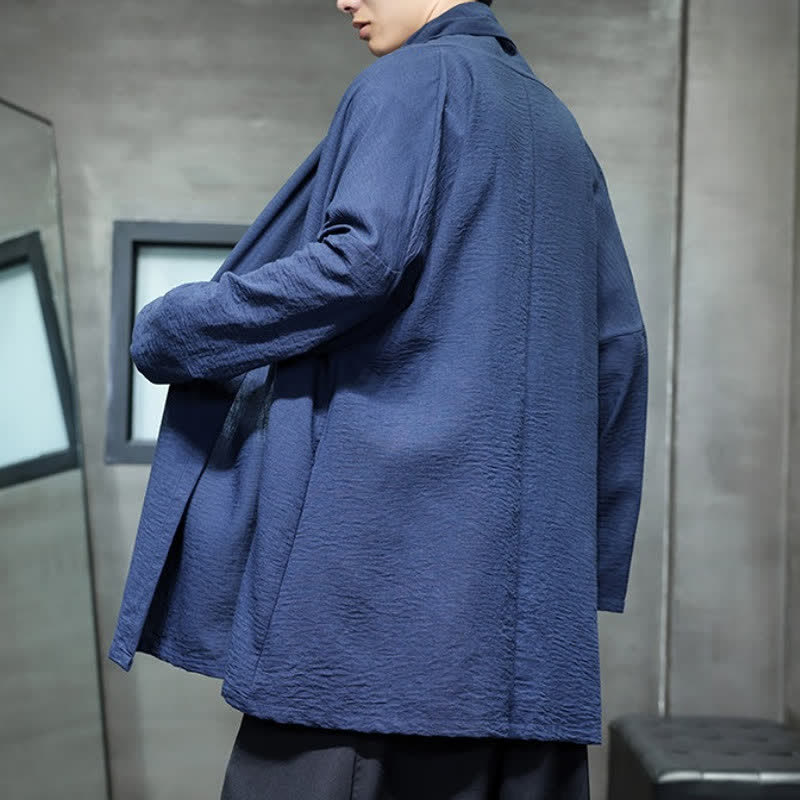 Buddha Stones Jesienne klasyczne minimalistyczne, solidne męskie kimono z kieszenią - image 18