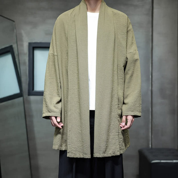 Buddha Stones Jesienne klasyczne minimalistyczne, solidne męskie kimono z kieszenią - image 1