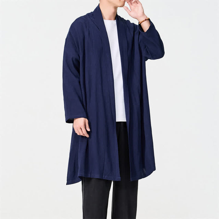 Buddha Stones Jesienne, minimalistyczne, retro, stylowe, solidne, męskie kimono - MidnightBlue - US/UK/AU48， EU58(5XL) - image 0