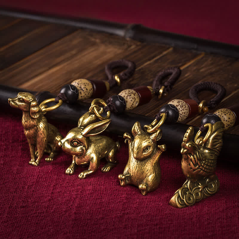 Buddha Stones Mosiężne plecione breloki z chińskim znakiem zodiaku i szczęściem - Pełny zestaw znaków zodiaku - image 31