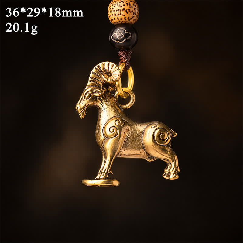 Buddha Stones Mosiężne plecione breloki z chińskim znakiem zodiaku i szczęściem - image 1