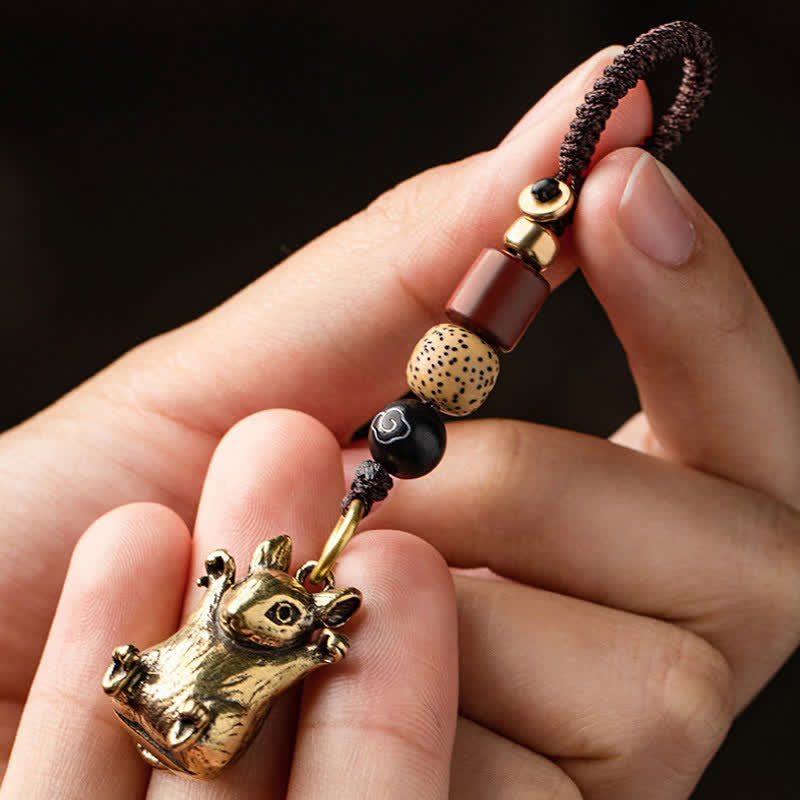 Buddha Stones Mosiężne plecione breloki z chińskim znakiem zodiaku i szczęściem - image 15
