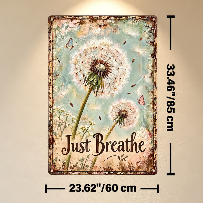 Buddha Stones "Just Breathe" - rustykalny wzór z dmuchawcem, metalowa, żelazna, znacząca sztuka ścienna - Ok. 60 cm x 85 cm x 0,15 cm / 23,62 cala x 33,46 cala x 0,06 cala - image 10