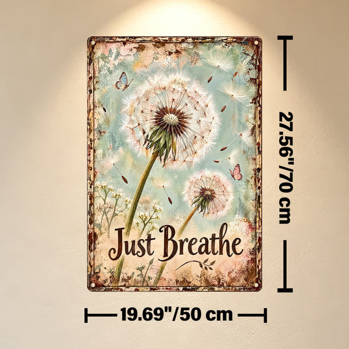 Buddha Stones "Just Breathe" - rustykalny wzór z dmuchawcem, metalowa, żelazna, znacząca sztuka ścienna - Ok. 50 cm x 70 cm x 0,12 cm / 19,69 cala x 27,56 cala x 0,05 cala - image 9