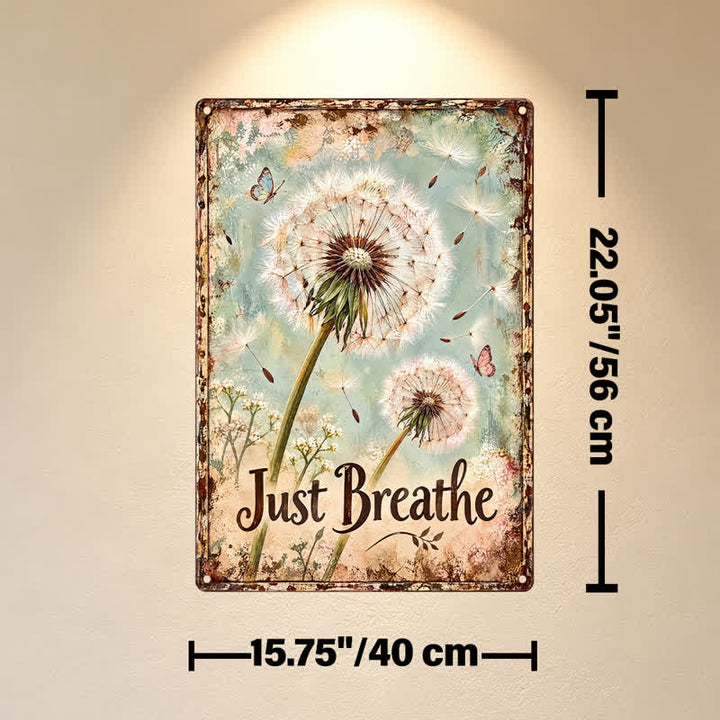 Buddha Stones "Just Breathe" - rustykalny wzór z dmuchawcem, metalowa, żelazna, znacząca sztuka ścienna - Ok. 40 cm x 56 cm x 0,12 cm / 15,75 cala x 22,05 cala x 0,05 cala - image 7