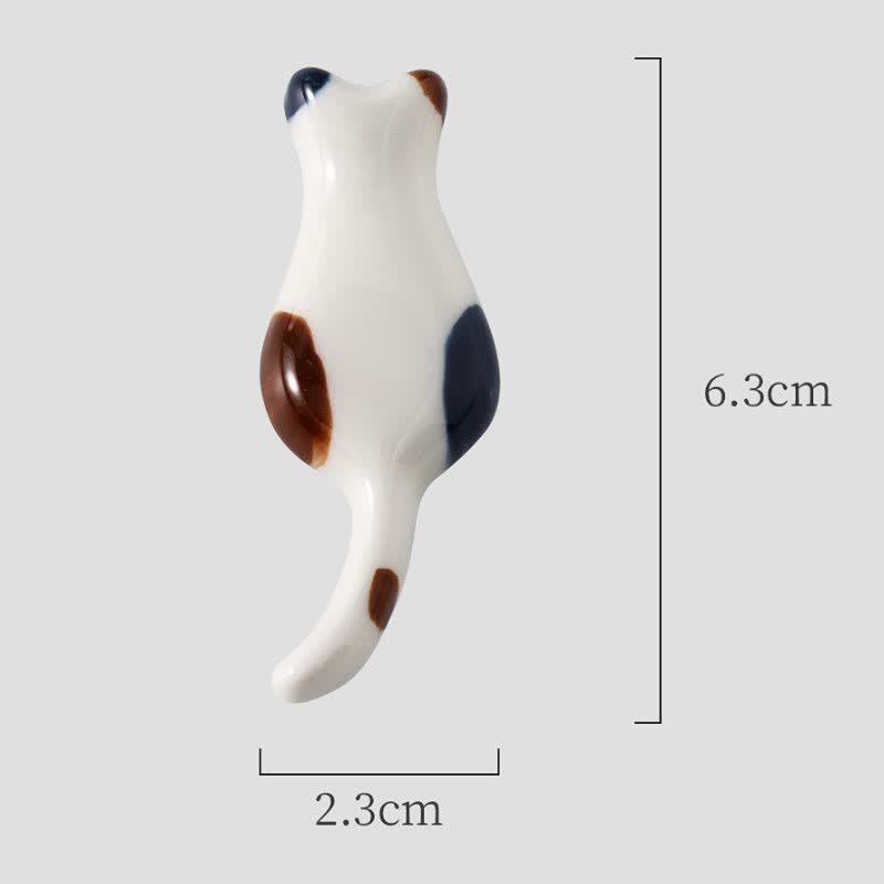 Buddha Stones Ręcznie malowany, ceramiczny stojak na pałeczki z motywem uroczego kota - Kot kaliko (ok. 6,3 cm × 2,3 cm × 0,9 cm) - image 1