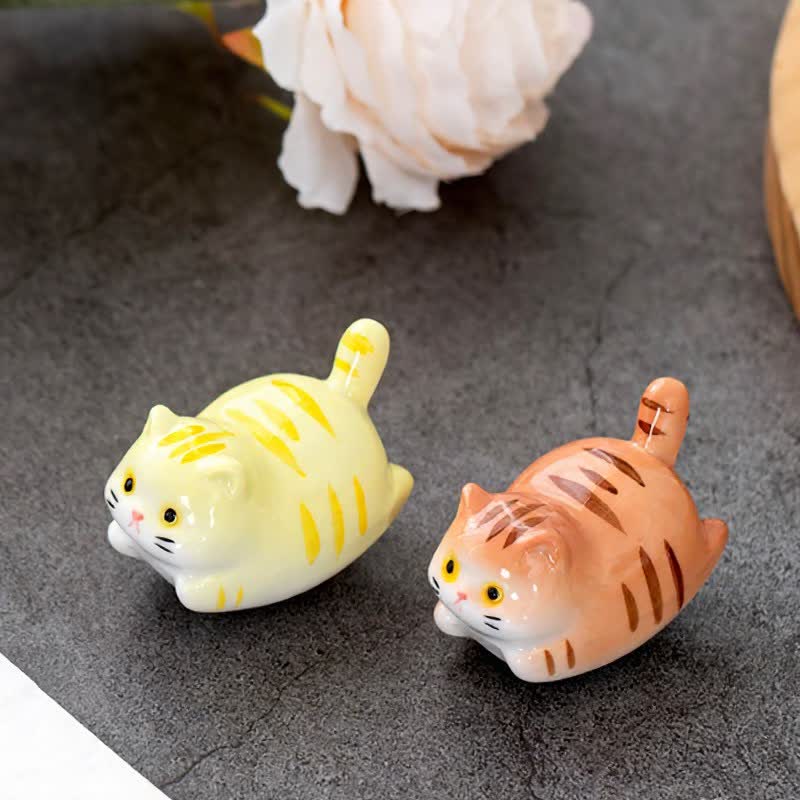 Buddha Stones Szkliwiony ceramiczny stojak na pałeczki Lucky Cat - image 10