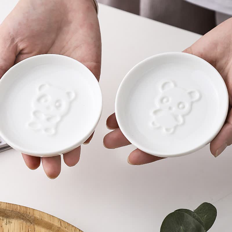 Buddha Stones Biała ceramiczna miseczka na sos w kształcie pandy - image 10