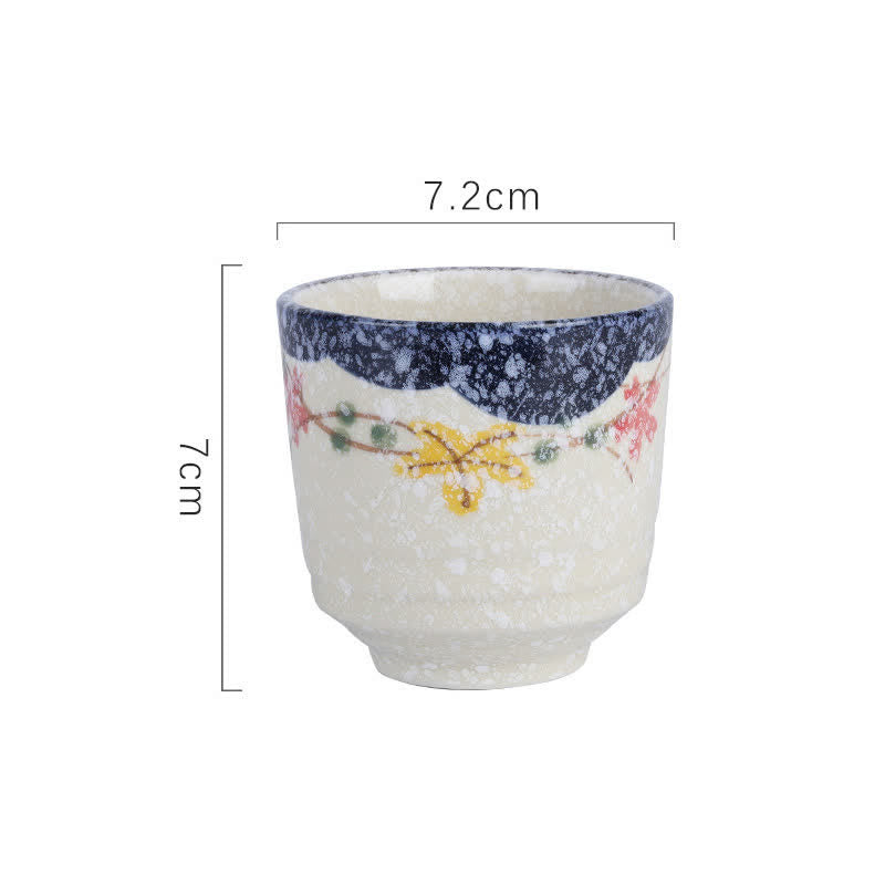 Buddha Stones Ręcznie malowany kubek do herbaty z motywem kwiatu lotosu, ptaka koi i ryby wierzbowej, ceramiczny, 150 ml - Wielokolorowy ok. 7,2 × 7 cm - 101-200 ml - image 1