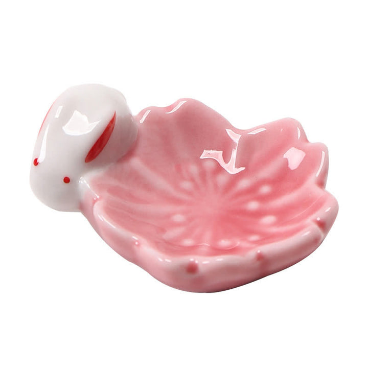Buddha Stones Mały ceramiczny uchwyt na pałeczki w stylu królika Sakura - image 7