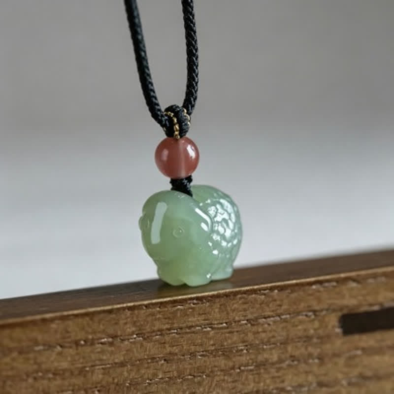 Buddha Stones Naszyjnik z plecionego sznurka z jadeitu, ręcznie rzeźbiony, chroniący owcę - image 1