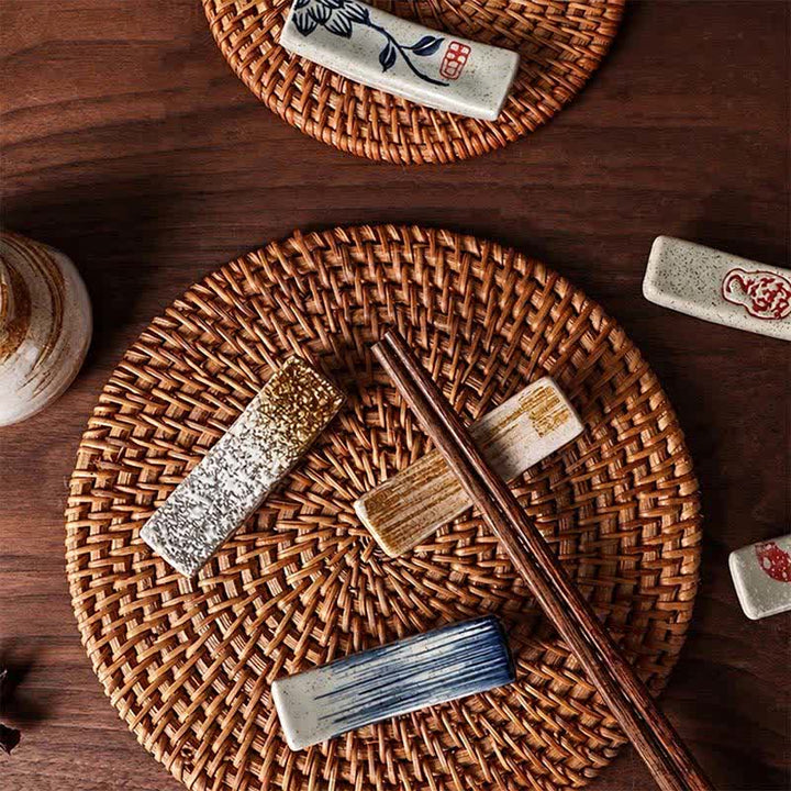 Buddha Stones Naturalny ceramiczny uchwyt na pałeczki Harmony w kropki - image 17
