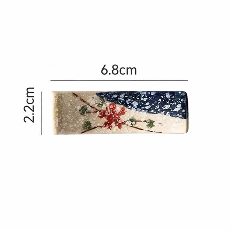 Buddha Stones Naturalny ceramiczny uchwyt na pałeczki Harmony w kropki - Czerwony kwiat (ok. 6,8 cm × 2,2 cm × 1,5 cm) - image 10