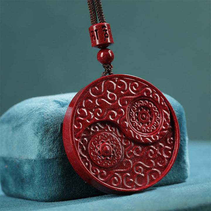 Buddha Stones Cynober Yin Yang Trzymaj Z dala Złe Duchy Naszyjnik Wisiorek