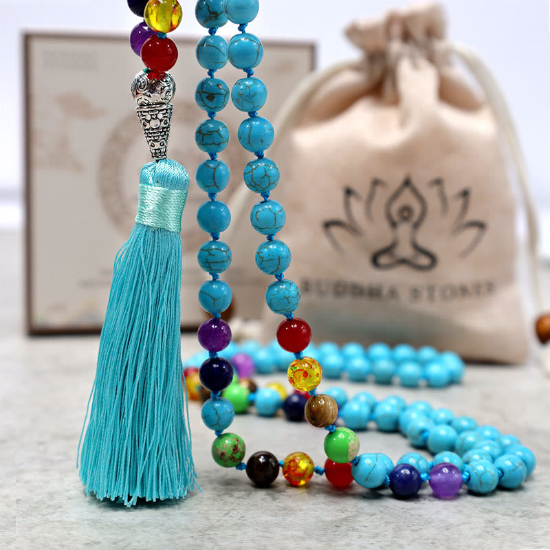 Buddha Stones 108 Mala Koraliki Turkusowe Koraliki Modlitewne Do Medytacji Jogi Naszyjnik