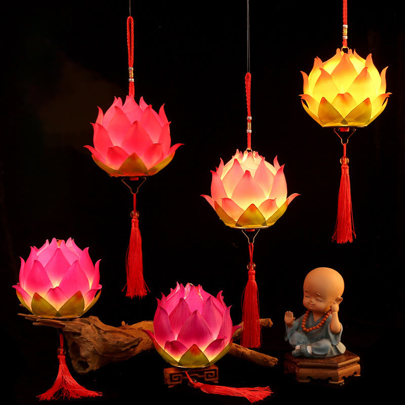 Buddha Stones DIY Kwiat Lotosu Smok Latarnia Lampa Tassel Dekoracja - image 1