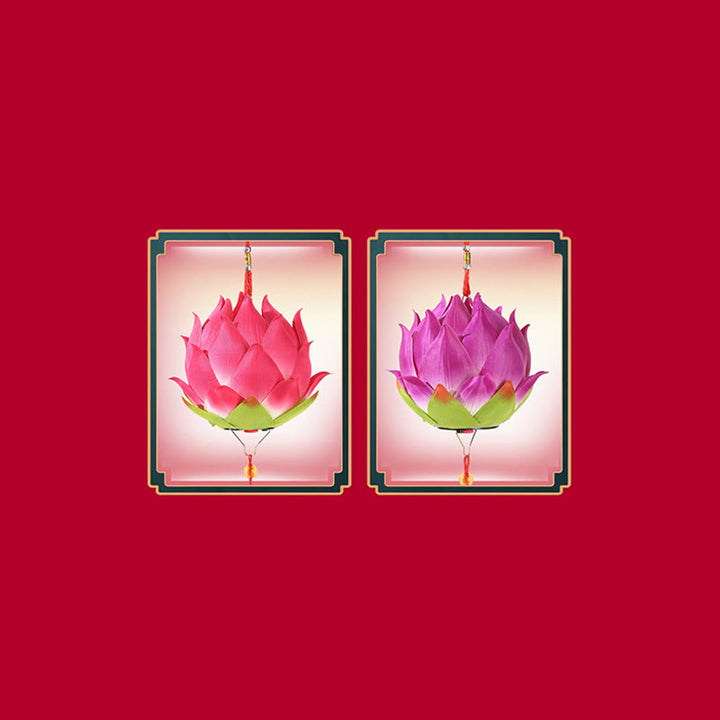 Buddha Stones DIY Kwiat Lotosu Smok Latarnia Lampa Tassel Dekoracja