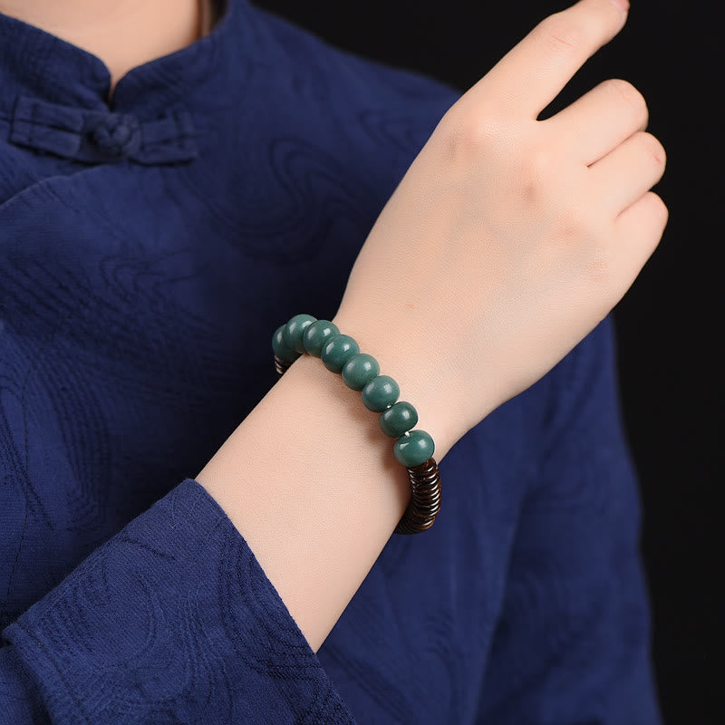 Tybetański Cyan Bodhi Seed Dzi Bead Bransoletka z łupin kokosa, która odstrasza złe duchy