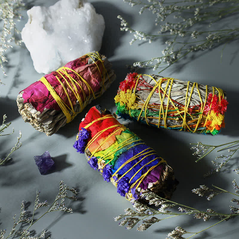 Buddha Stones Kolorowe Stokrotki Czerwone Róże Kwiaty Smudge Stick Do Domowego Oczyszczania Kadzidła Uzdrawiająca Medytacja Smudge Sticks Rytuały Zestaw