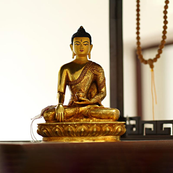 Budda Siakjamuni Medycyna Budda Współczucie Miedź Pozłacana Statua Dekoracja
