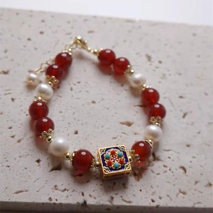 Buddha Stones Red Agat Pearl Confidence Self-accepting