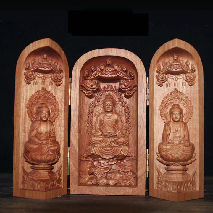 Awalokiteśwara Kwan Yin Budda Drewno Wiśniowe Współczucie Ołtarz Dekoracji Wnętrz