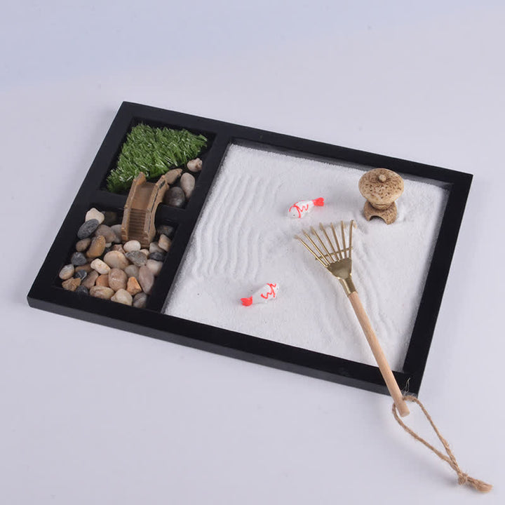 Buddha Stones Koi Mały Most Spokój Medytacja Ogród Zen Dekoracja